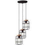Brilliant Gwen Pendellampa Metall Trä Svart | 420mm - Passande för 3x E27