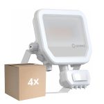 Flerpack 4x Ledvance LED Strålkastare Aluminium Vit 17W 2200lm 100D - 830 Varm Vit | IP65 - Rörelse- Och Ljussensor - Symmetrisk