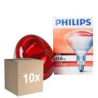 Flerpack 10x Philips BR125 IR 150W E27 230-250V Röd